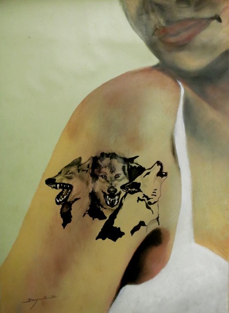 Tatouage I  loups : PHILIPPE DARGENT - PEINTRE DESSINATEUR LIEGE