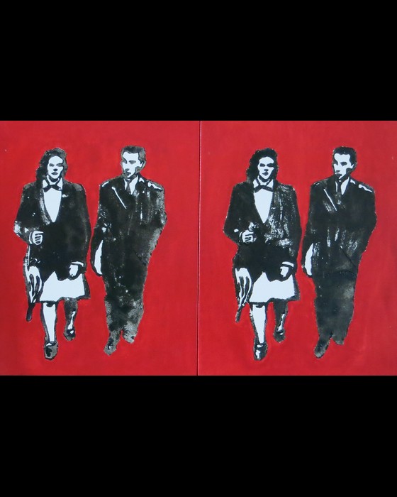 COUPLE DANS LA RUE  DIPTYQUE   2007 : PHILIPPE DARGENT - PEINTRE DESSINATEUR LIEGE